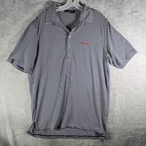 RLX Ralph Lauren Golf Polo Shirt Mens Large L Blue Striped Netjets Performance